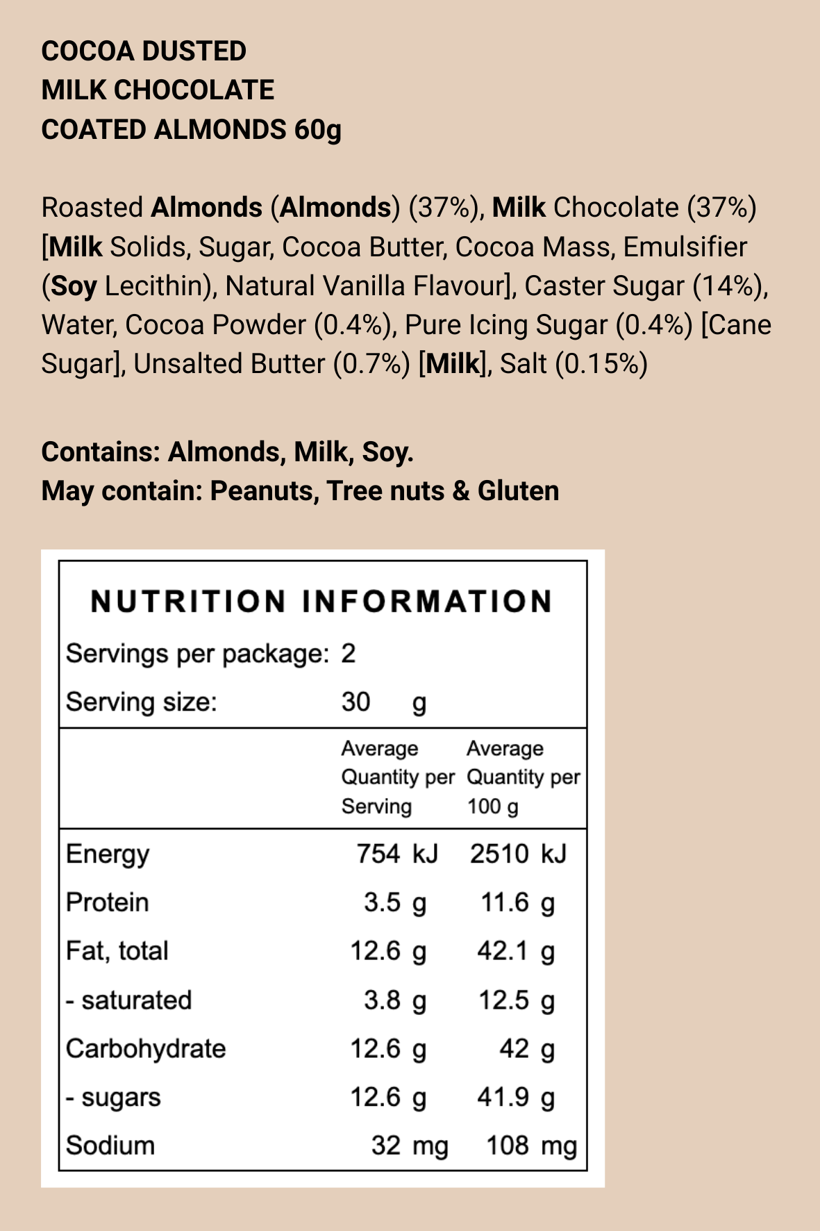 Cocoa & Milk Chocolate Almonds