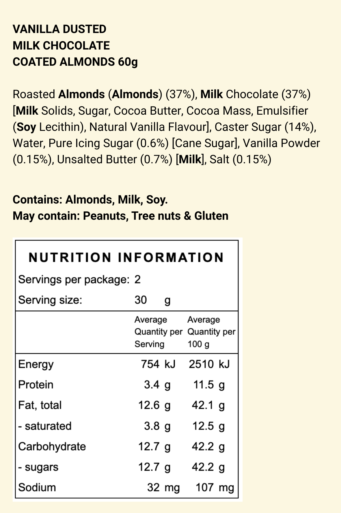 Vanilla & Milk Chocolate Almonds