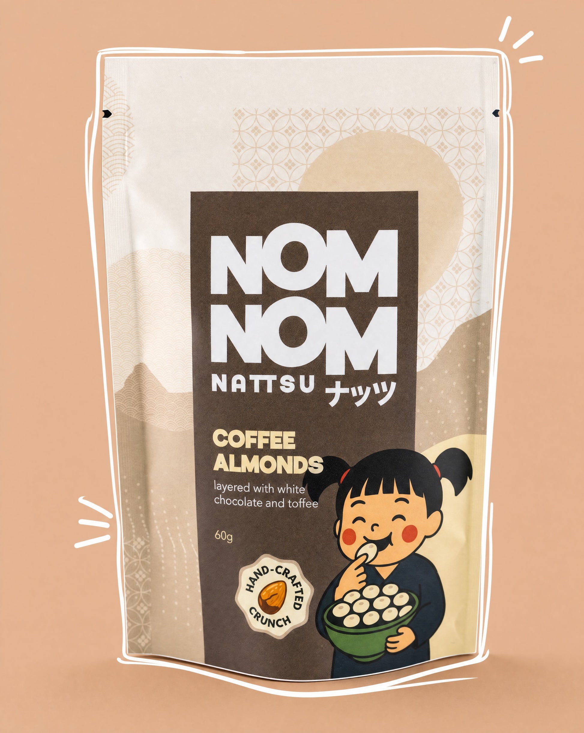 Nom Nom Nattsu Coffee Almonds 60g pouch handcrafted Melbourne