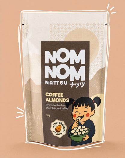 Nom Nom Nattsu Coffee Almonds 60g pouch handcrafted Melbourne
