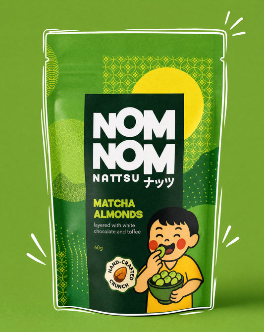 Nom Nom Nattsu Matcha Almonds 60g pouch handcrafted Melbourne