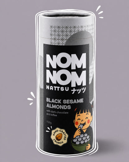 Nom Nom Nattsu Black Sesame Almonds 150g tube handcrafted Melbourne