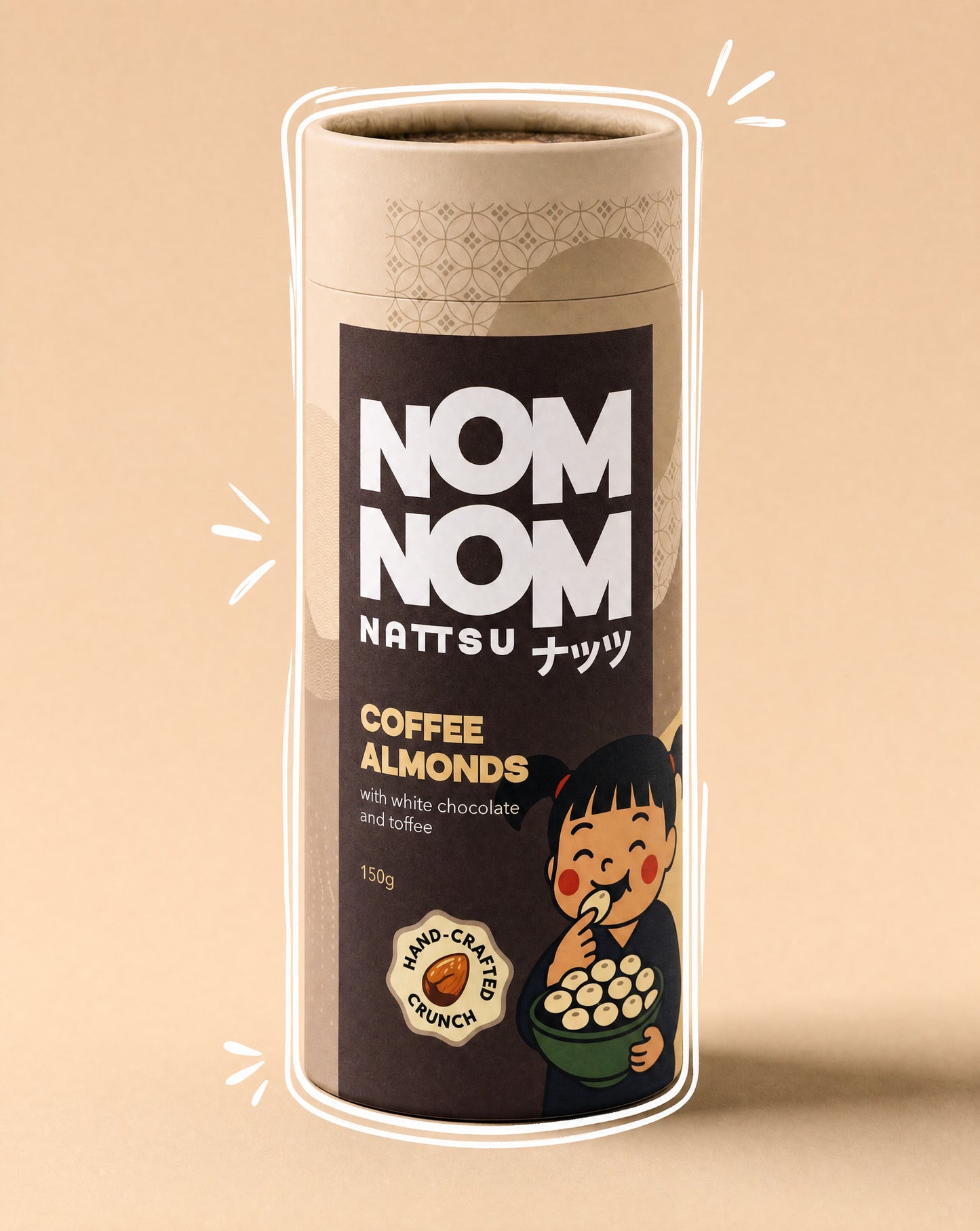 Nom Nom Nattsu Coffee Almonds 150g tube handcrafted Melbourne