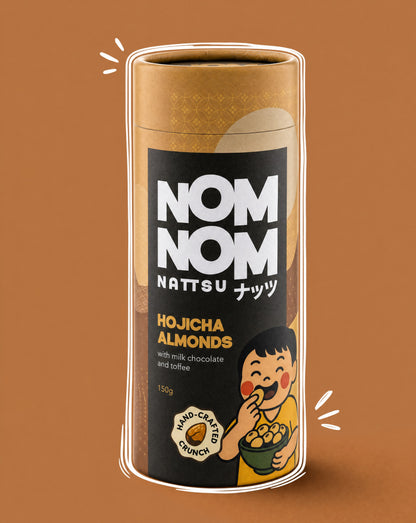 Nom Nom Nattsu Hojicha Almonds 150g tube handcrafted Melbourne