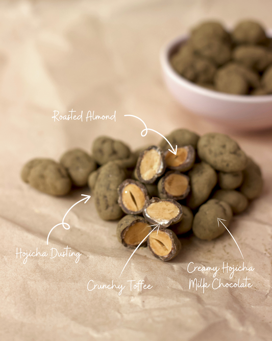Hojicha Milk Chocolate Almonds – Premium Gift Canister 150g