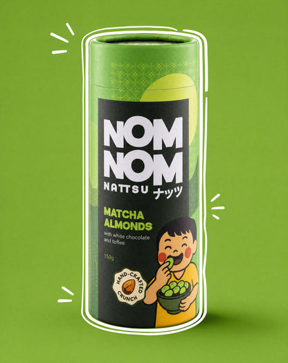 Nom Nom Nattsu Matcha Almonds 150g tube handcrafted Melbourne
