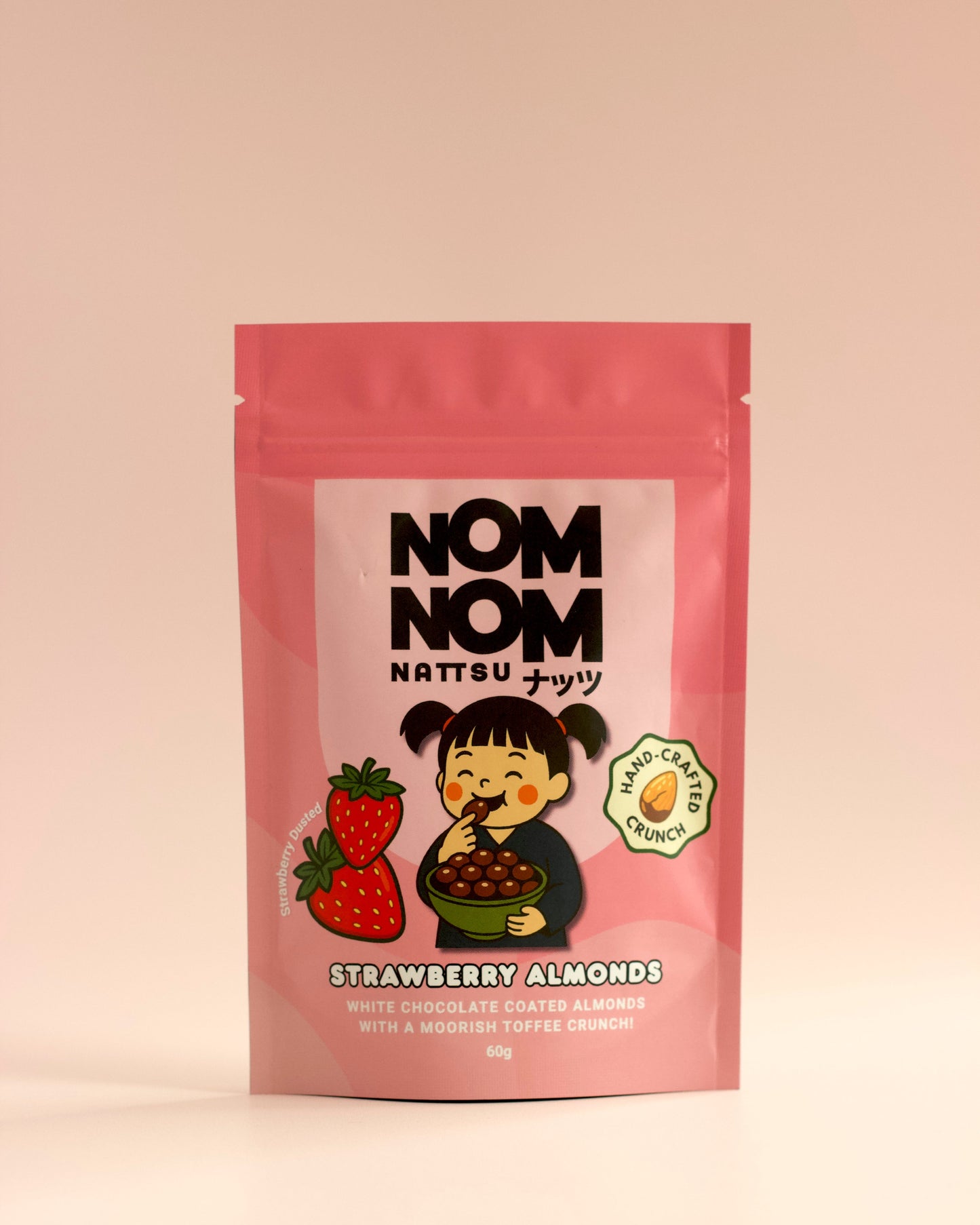 Strawberry & White Chocolate Almonds Pouch 60g